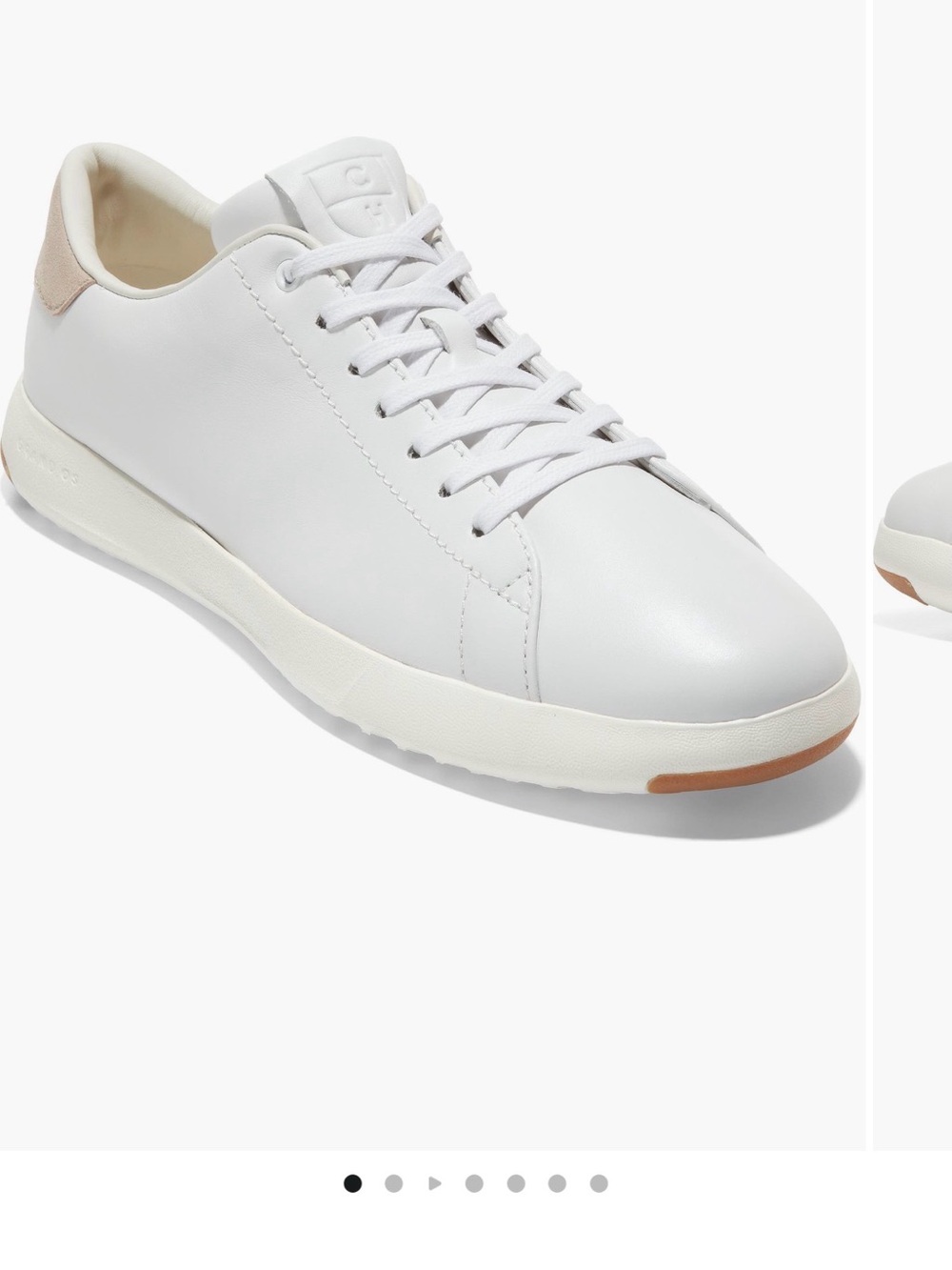 Cole Haan White Leather Sneakers with Tan Tongue Accent